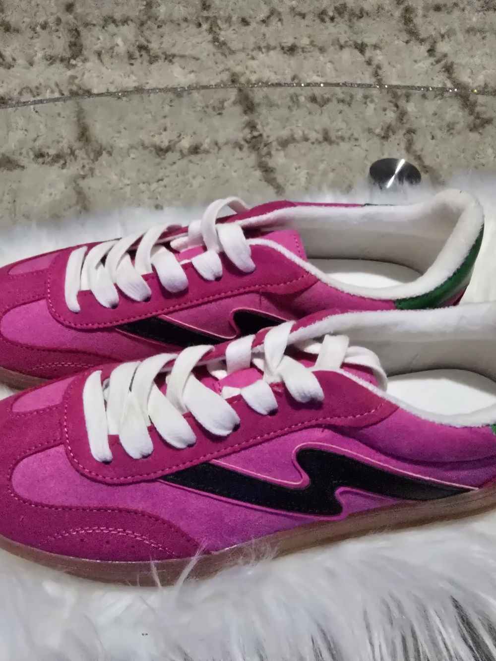 Madden Girl Women’s Pink Suede Low-Top Sneakers